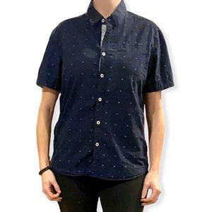 Blue Level Ten Mens Modern Button Down Medium